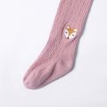 Kid Girl Animal Fox Embroidered Cable Knit Footie Leggings Pink image 2