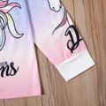 Kid Girl Letter Unicorn Print Gradient Color Long-sleeve Tee Multi-color