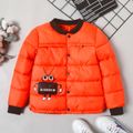 Kid Boy Animal Pattern Button Design Coat Orange