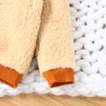 2pcs Baby Boy/Girl Solid Fuzzy Fleece Long-sleeve Pullover and Trousers Set Apricot image 3