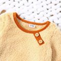2pcs Baby Boy/Girl Solid Fuzzy Fleece Long-sleeve Pullover and Trousers Set Apricot image 2