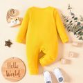 Baby Boy Letter Print Solid Long-sleeve Jumpsuit Yellow