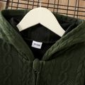 Toddler Boy Textured Zipper Solid Hooded Jacket Dark Green