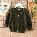 Toddler Boy/Girl Casual Button Design Knit Sweater Green
