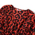 Family Matching All Over Leopard Long-sleeve Belted Dresses and Color Block Hoodies Sets redblack