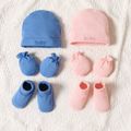 3-pack Solid Color Cotton Hat and Socks and Anti-scratch Gloves Set Pink image 2