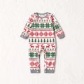 Christmas All Over Print Family Matching Long-sleeve Pajamas Sets (Flame Resistant) Green/White/Red image 5
