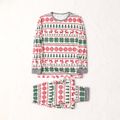 Christmas All Over Print Family Matching Long-sleeve Pajamas Sets (Flame Resistant) Green/White/Red image 2