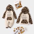 Letter Embroidered Apricot Splicing Leopard Fuzzy Fleece Long-sleeve Sibling Matching Sets Apricot