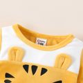 Baby Girl Cartoon Animal Print 3D Ears Long-sleeve Fleece Romper Yellow image 3