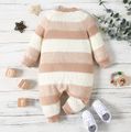 Baby Boy/Girl Striped Knitted Long-sleeve Jumpsuit BlanchedAlmond