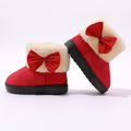 Toddler Bow Decor Pure Color Fuzzy Fleece Boots Red