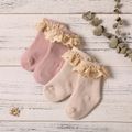 Baby / Toddler Lace Trim Solid Color Terry Socks Pink