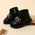 Toddler British Style Black Side Zipper Boots Black