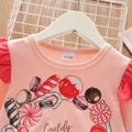 Toddler Girl Food Print Ruffled Pullover Sweatshirt Pink