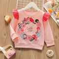 Toddler Girl Food Print Ruffled Pullover Sweatshirt Pink