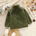 Toddler Solid Fluffy Stand Collar Long-sleeve Coat Jacket Army green