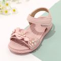 Toddler Flower Decor Ankle Strap Velcro Open Toe Sandals Pink image 3