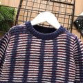 Toddler Girl/Boy Casual Striped Knit Sweater Blue