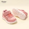 Toddler / Kid Top-stitching Pink Velcro Closure Sneakers Pink