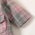 Baby Girl 100% Cotton Plaid Button Design Hooded Coat Pink
