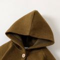 Baby Girl/Boy Button Design Solid Color Hooded Coat Army green