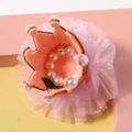 Faux Pearls Sequin Crown Lace Hair Clip for Girls Pink image 5