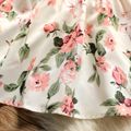 Toddler Girl Faux-two Ruffled Bowknot Design Floral Print Splice Long-sleeve Dress Pink