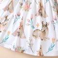Baby Girl Floral Deer Print Round-collar Long-sleeve Dress Color block