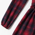 Long-sleeve Plaid Lapel Collar Romper Shorts for Mom and Me Red image 4