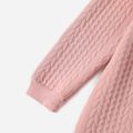 Pink Long-sleeve Ribbed Hoodie Dress for Mom and Me Pink