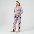 Maternity Stars Print Long-sleeve Pajama Loungewear Pink