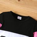 2pcs Baby Girl Letter Print Color Block Long-sleeve Sweatshirt and Trousers Set Color block