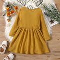 Toddler Girl Solid Ruffle Decor Long-sleeve Ginger or Brown Dress Ginger image 3