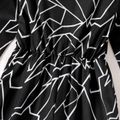 Kid Girl Geo Pattern Waisted Black Long-sleeve Jumpsuits Black