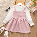 Toddler Girl Faux-two Ruffle Collar Pink Houndstooth Long-sleeve Dress Light Pink image 2