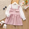 Toddler Girl Faux-two Ruffle Collar Pink Houndstooth Long-sleeve Dress Light Pink image 1