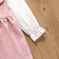 Toddler Girl Faux-two Ruffle Collar Pink Houndstooth Long-sleeve Dress Light Pink