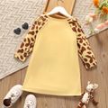 Baby/Toddler Girl Giraffe Print Long Raglan Sleeve Dress Yellow