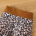 100% Cotton 3pcs Baby Girl Leopard Splicing Black Long-sleeve Ruffle Romper and Pants Set Brown image 5