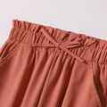Kid Girl Bowknot Design Solid Color Paperbag Pants Red