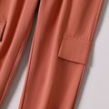 Kid Girl Bowknot Design Solid Color Paperbag Pants Red