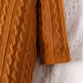 Baby Boy/Girl Solid Cable Knit V Neck Long-sleeve Button Jumpsuit Brown