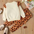 2-piece Toddler Girl Ruffled Leopard Print Textured Pullover and Pants Set Multi-color