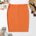 Women Plus Size Basics Ribbed Orange Bodycon Skirt Orange