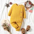 Baby Boy/Girl Solid Knitting Button Down Long-sleeve Jumpsuit Ginger image 1