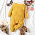 Baby Boy/Girl Solid Knitting Button Down Long-sleeve Jumpsuit Ginger image 4