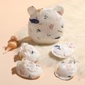 3-pack Baby Dual Ear Hat and Anti-scratch Glove and Socks Set White image 4