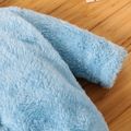 Solid Hooded 3D Ear Decor Footed/footie Fleece-lining Long-sleeve Blue or Coffee Baby Jumpsuit Sky blue