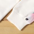 2-piece Kid Girl Letter Butterfly Print Tie Dyed Raglan Sleeve Sweatshirt and Pants Set White